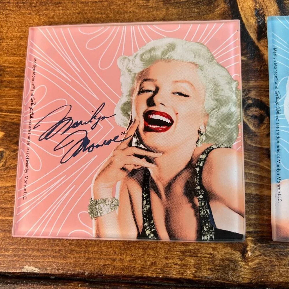 Vintage Marilyn Monroe Glass Coaster Set of Three coasters 4